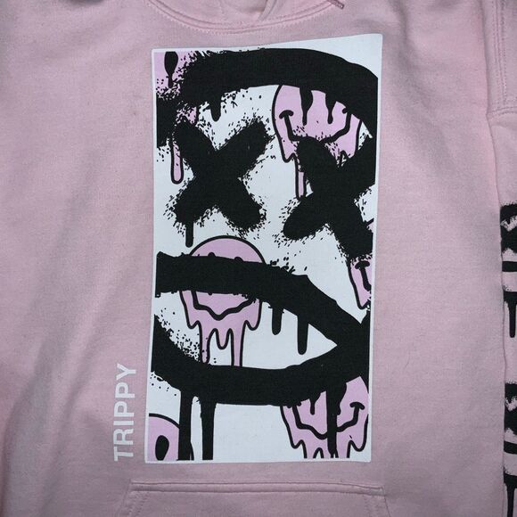 Popular Poison Trippy Vibes Smiles hoodie pink M - Picture 3 of 4